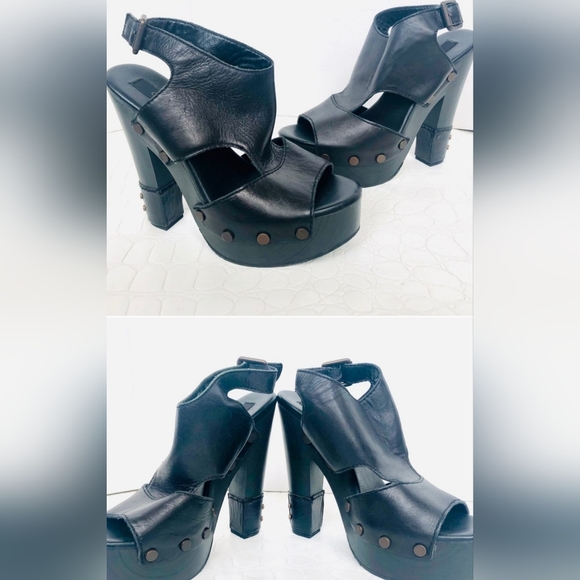 Calvin Klein “Terra” Leather Peep Toe Platforms - Picture 5 of 10